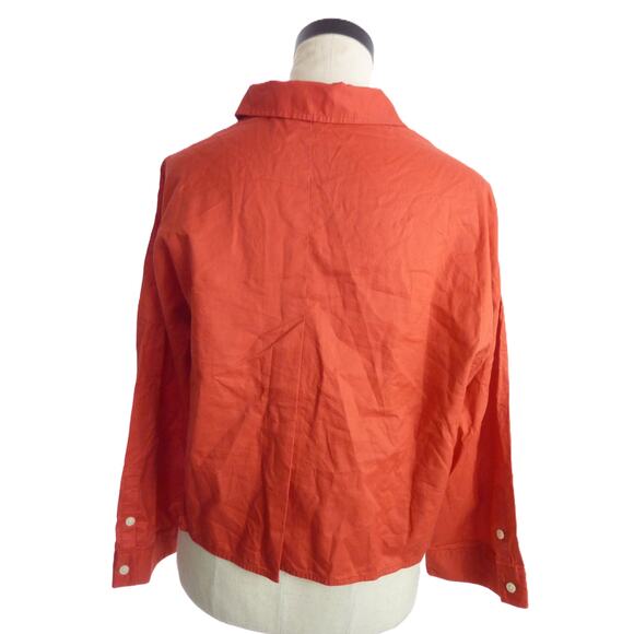 NWT Everlane Cotton PJ Top in Orange S Long Sleeve Button Down - Picture 3 of 7